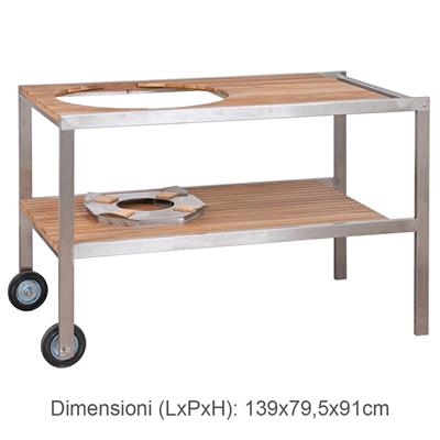 LeCHEF-TAVOLO IN ACCIAIO E LEGNO TEAK